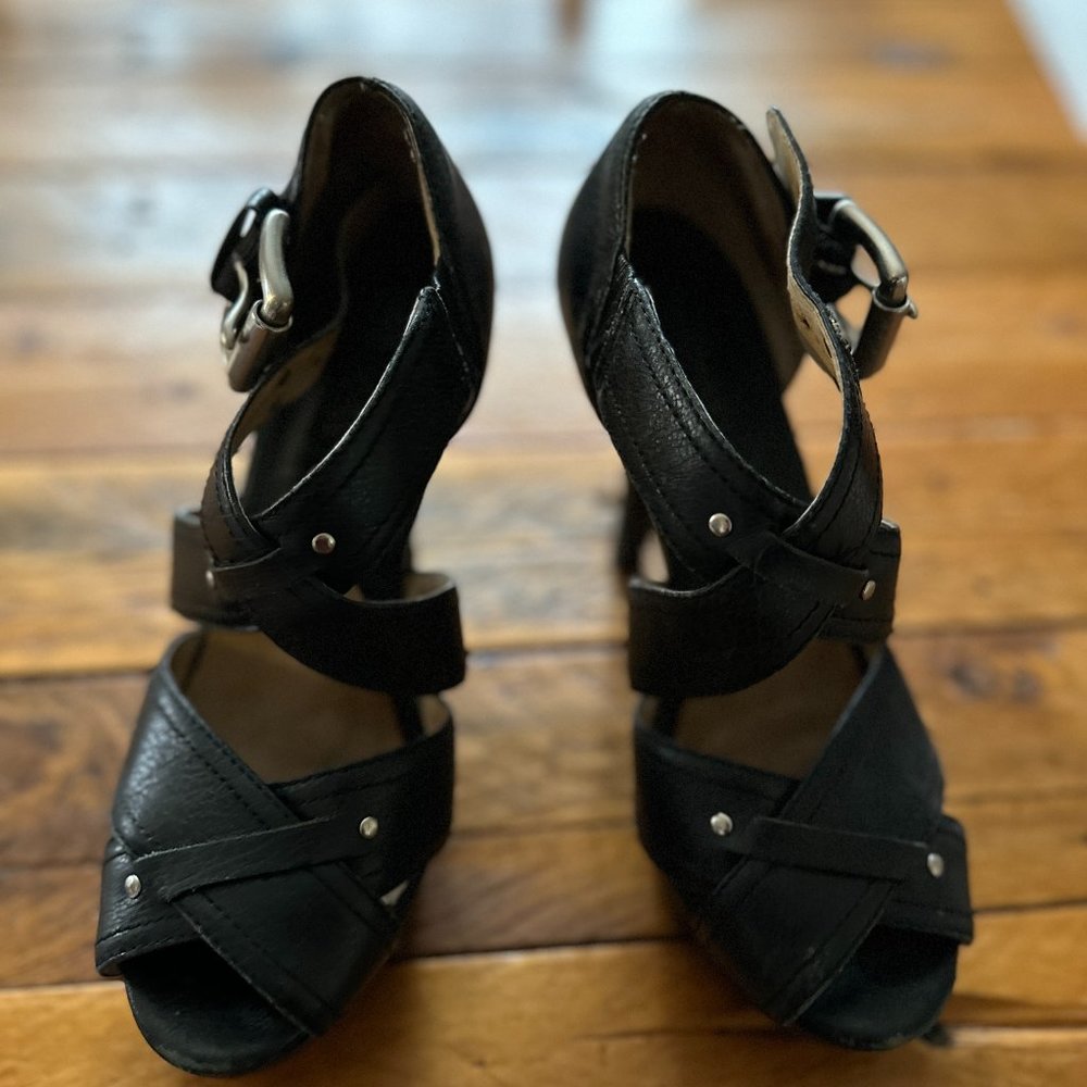Michael Kors black leather platform shoes